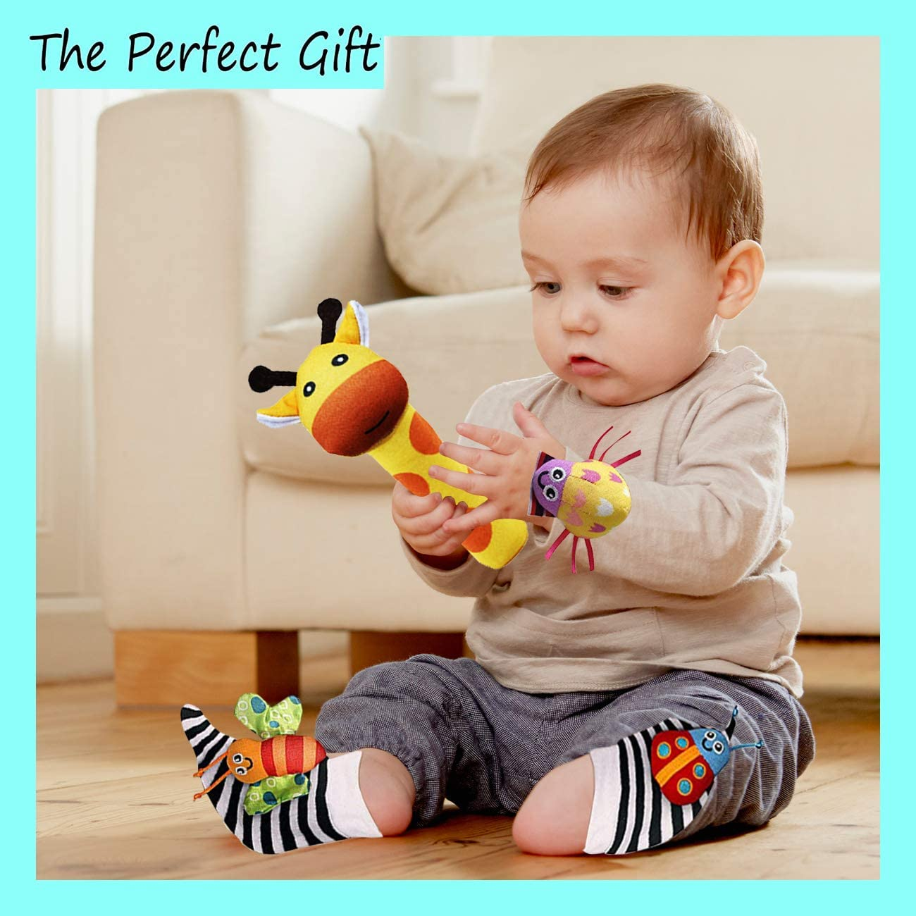 Foot Finders & Wrist Rattles for Infants Developmental Texture Toys for