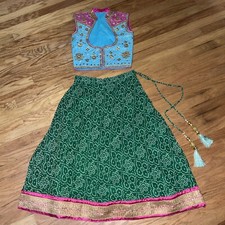 Multi Color Ethnic Desi Indian pakistani shalwar girl 10-12Yr 2pc party Costume