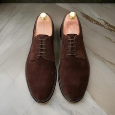 Men's Handmade Genuine Brown Suede Leather Lace Up Oxford Formal Dress Shoes