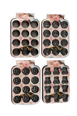 12 Tassen Antihaft Muffin Form Brötchen Cupcake Fee Kuchen Form Backblech 5 Designs 
