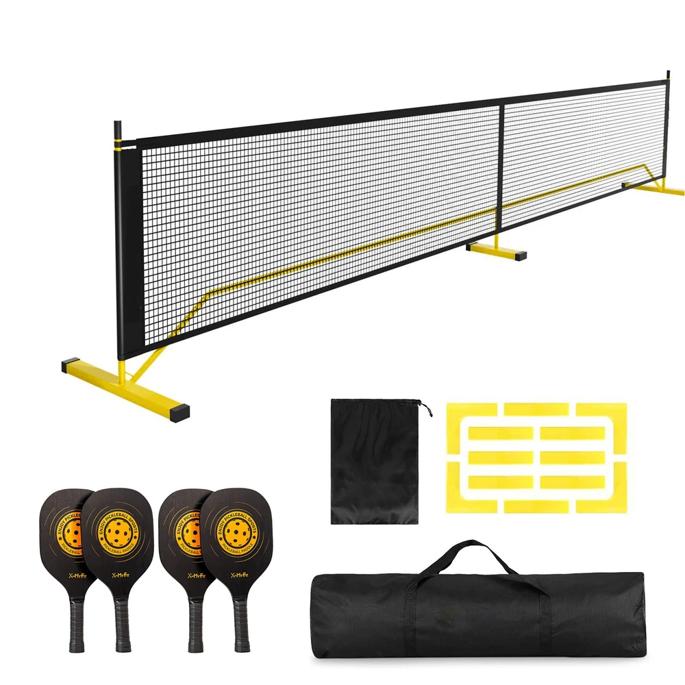 Pickleball Net Set with Wheels, Court Marking 22 ft Pickleball Nets for Driveway Pickleball Net Set with Wheels, Court Marking 22 ft Pickleball Nets for Driveway