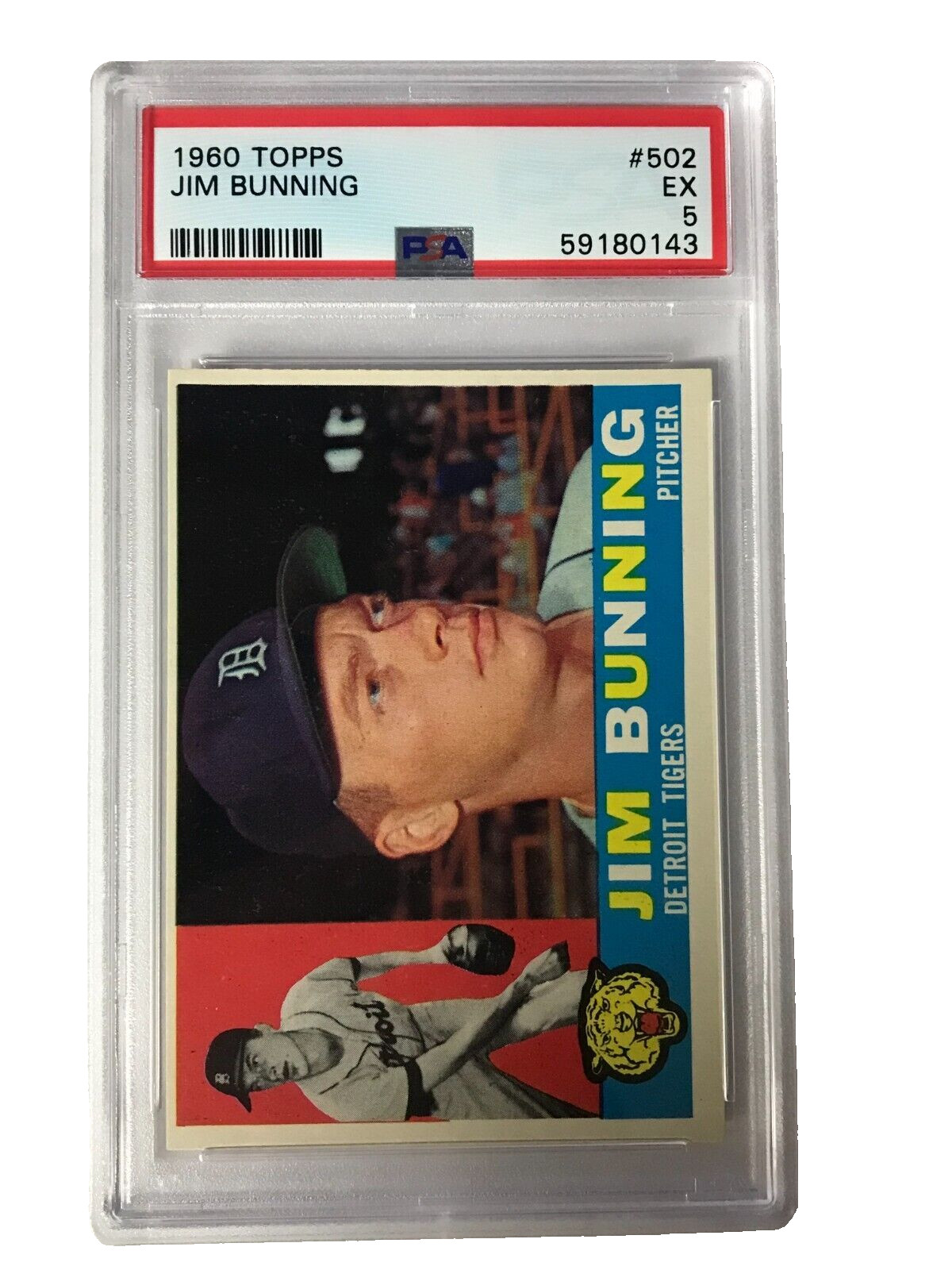 1960 Topps Jim Bunning Detroit Tigers #502 PSA 5 great colori/image