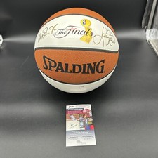 Magic Johnson Larry Bird Dual Signed NBA Finals Basketball Celtics Lakers JSA