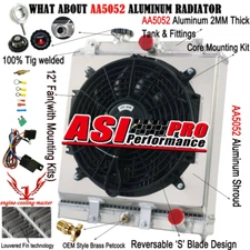 Fit 1992-2001 2000 Honda Civic Acura Integra 2 Row Aluminum Radiator Fan Shroud