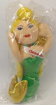 Vintage Huhn des Meeres Meerjungfrau 12 Zoll Stofftier Plüsch Puppe Thunfisch Fisch Werbung