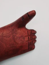 Unique Vintage Hand Carved Wooden Foot Pipe Ashtray Made in Taiwan ROC