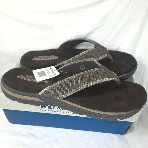 Skechers Men's Bosnia Flip-Flop Sandals Chocolate Size 11 M Memory FoamNEW | eBay