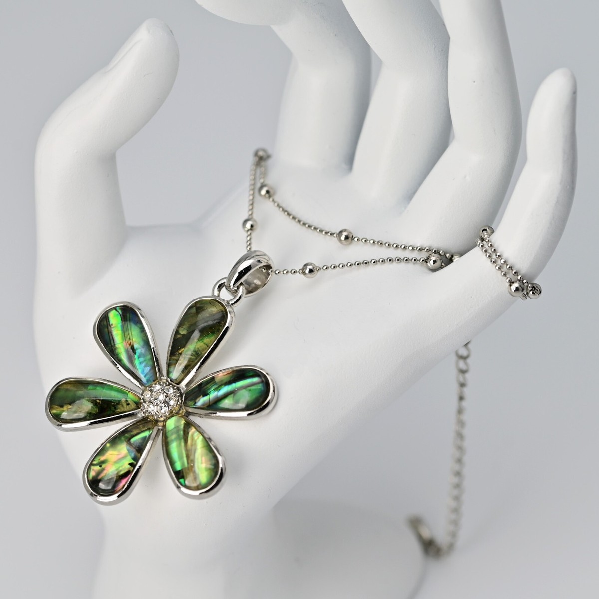 LIA SOPHIA Original Vintage Signed Abalone Flower Lily Pendant