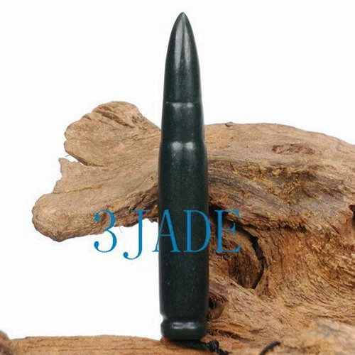Hand Carved Natural Nephrite Jade Bullet / Pendant