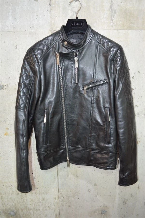 Used 2017 AW DSQUARED2 Leather Riders Jacket Outer Mens Size 46 Very Rare - Image 3 of 4