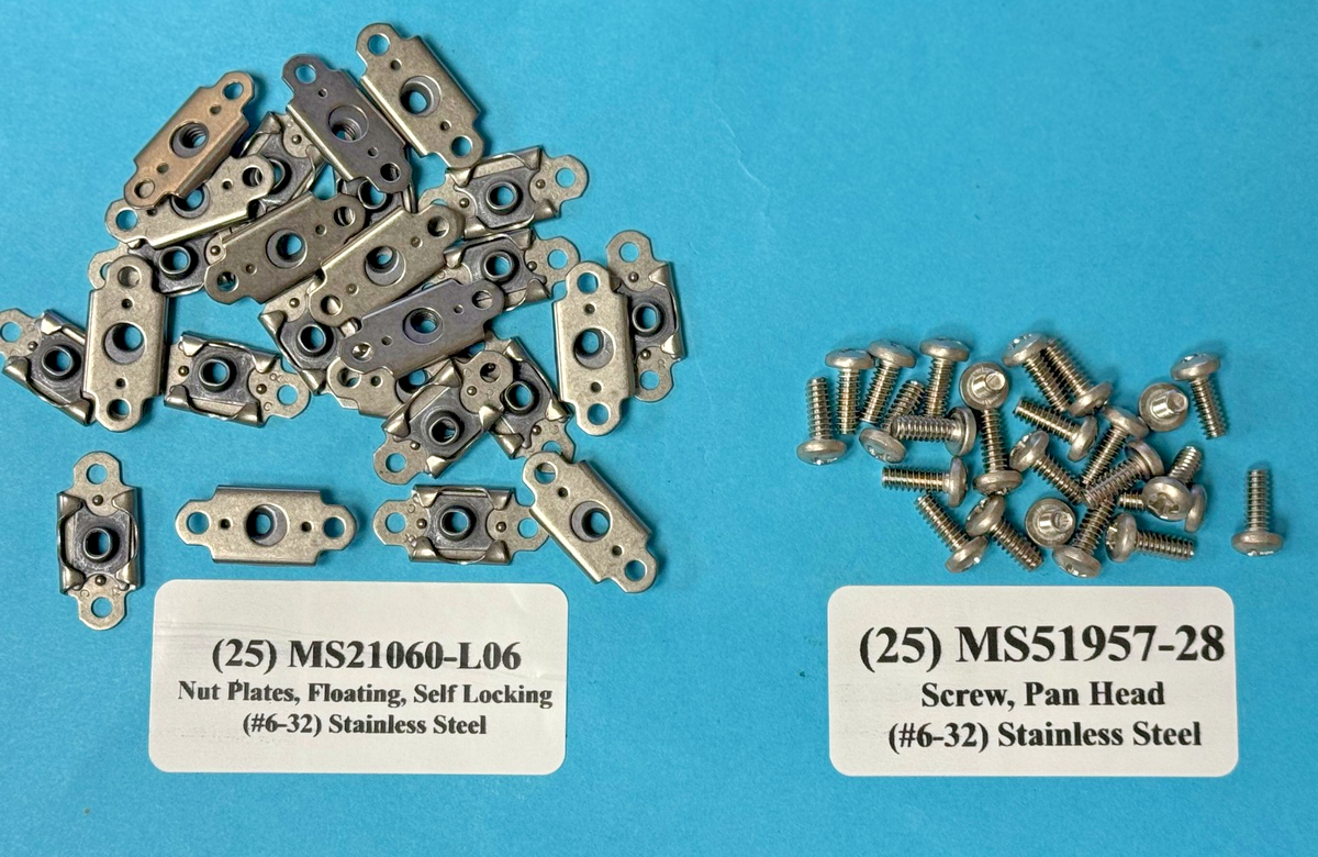 MS21060-L06 Stainless #6-32 Floating Self-Locking Nutplates 25+25