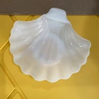 Vintage Anchor Hocking Milk Glass Shell Shaped Dish/ Trinket Dish 7 in.