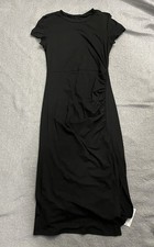 Women's Short Sleeve Ruching Bodycon Midi Dress - Cupshe - Black-S