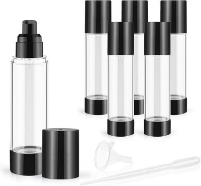 6 Pack 100ml/3.4oz Airless Pump Bottles Refillable Vacuum Pump Dispenser Plas...