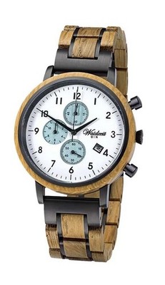 Waidzeit Holzuhr  Chronograph GIN White Berry Holzband Herrenuhr