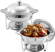 2PACK 6QT Round Stainless Steel Chafer Chafing Dish Sets Catering Food Warmer