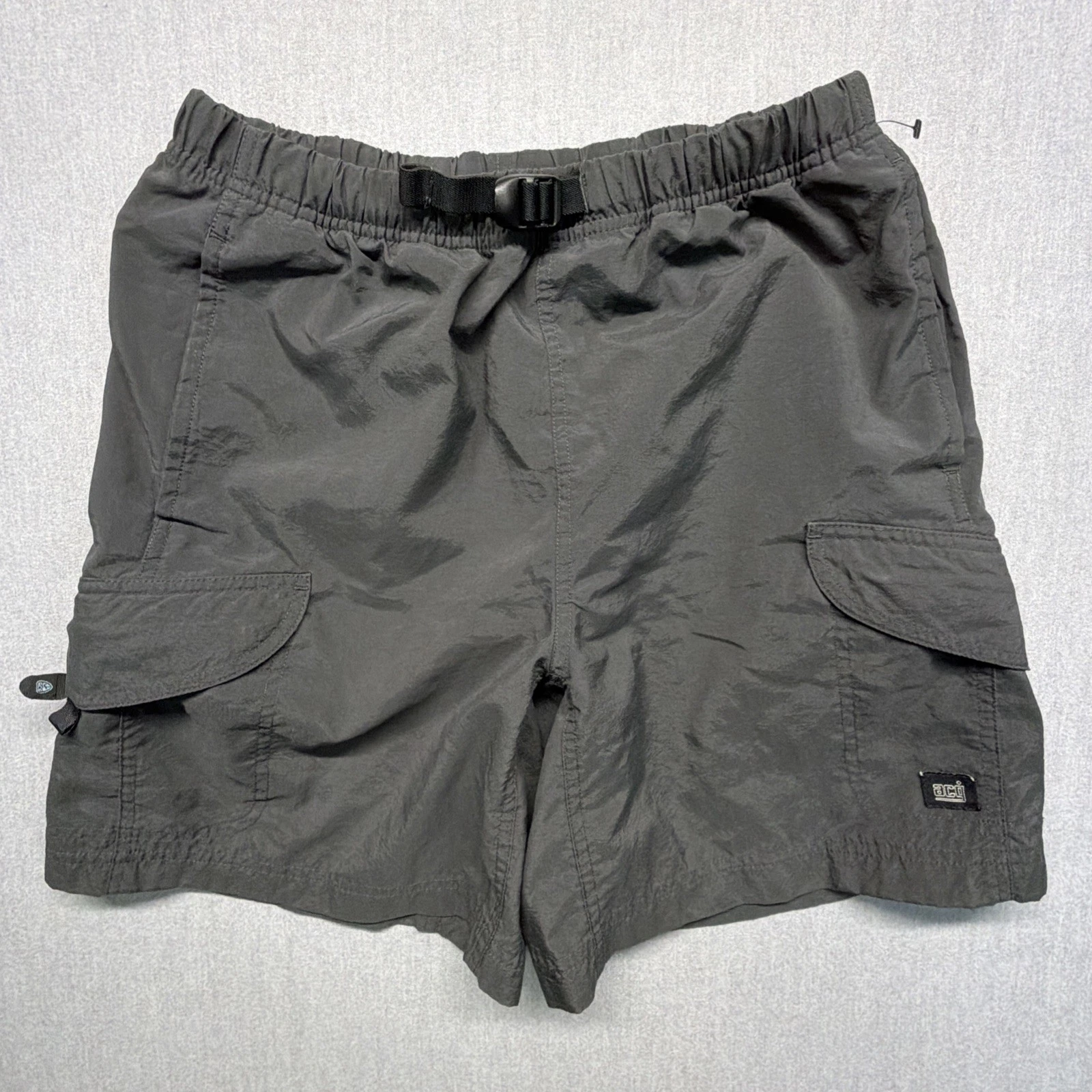 Nike ACG Shorts Medium Gray Cargo Pocket Belted Outdoor Hiking Gorpcore