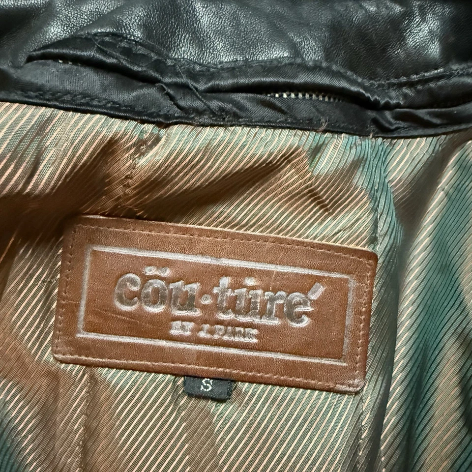 Chaqueta de cuero vintage J Park Couture gabardina forrada con cinturón pequeña años 90 y2k Foto 3 de 4