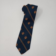 Prince Consort Navy Blue Orange Clemson Tiger Paw Logo Polyester Mens Neck Tie