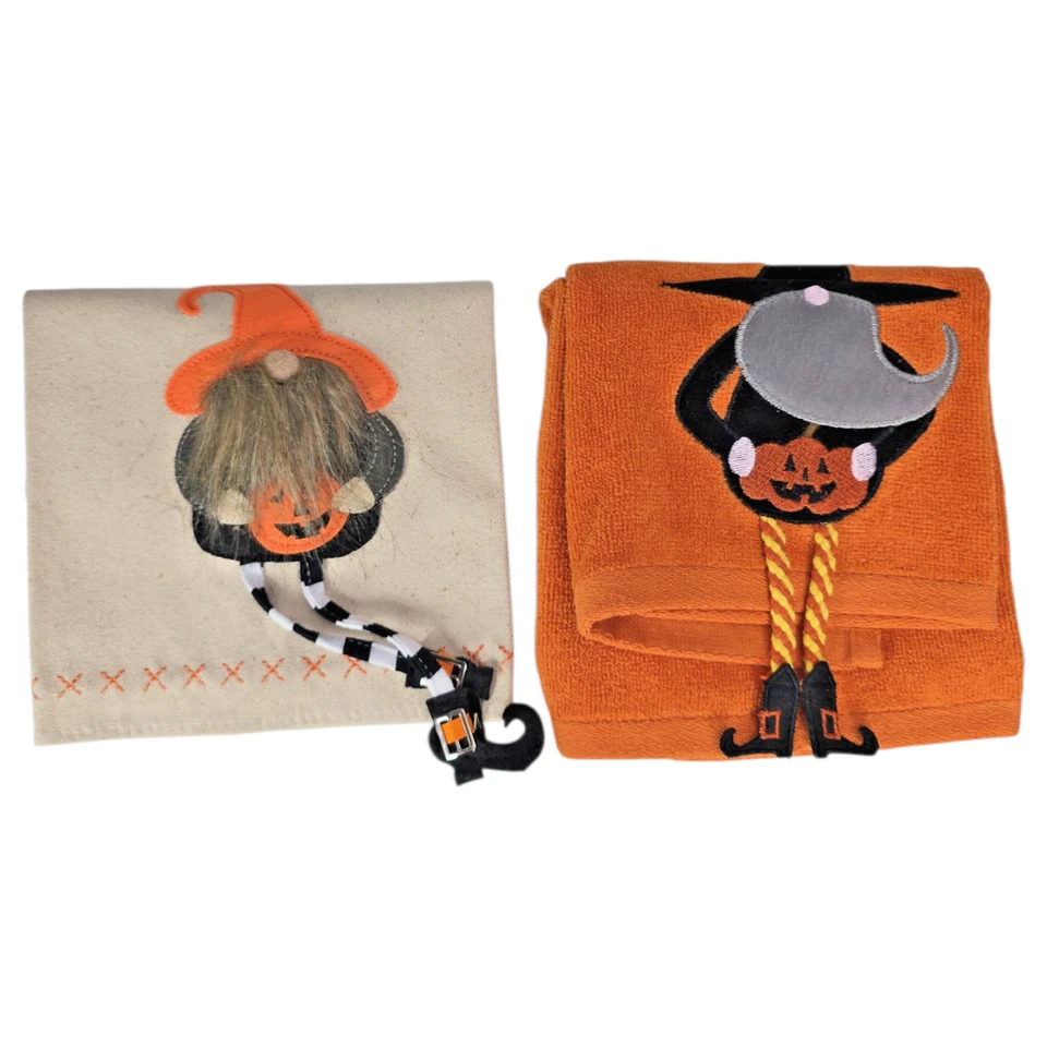 Toalhas de cozinha gnomo Halloween 2 pés pendurados bruxa comemorar - Imagem 3 de 4