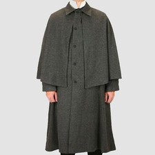 Wool Cloak Coat Victorian Edwardian Long Cape Overcoat Custom XS  6XL