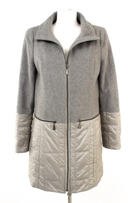 Saint Jacques Mantel Wollmantel Damen Gr. 38 Grau Kaschmir Materialmix