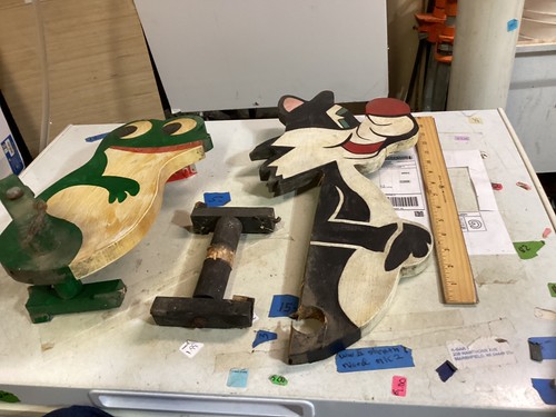 Homemade Whirligig Sylvester The Cat Looney Tunes Wood Folk Art Garden Spin Work