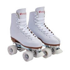 CHICAGO SKATES Women's Premium Leather Lined Rink Roller Skate Classic White...
