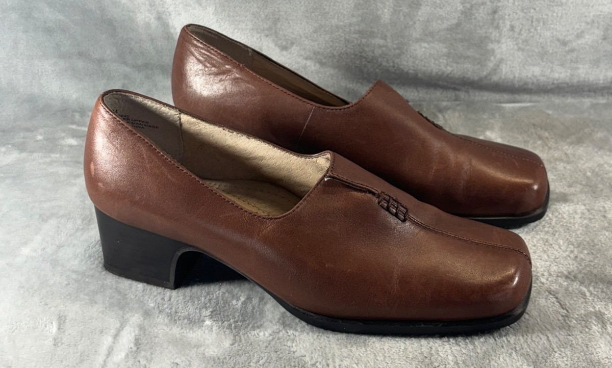 Strictly Comfort Shoes Women's 7M Brown Leather Heels Casual Work Dress  Shoes | eBay
