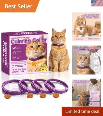 4 Pack Calming Collar for Cats - Long-Lasting Anxiety & Stress Relief, Adjustabl