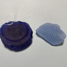 Rare Japanese Sea Glass Naturally Weathered Bottle bottom set cobalt blue