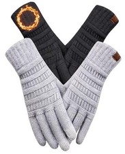 Pairs Winter Gloves for Women - Upgraded Touch One Size 2 Black light Grey