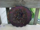 Vintage Northwood Rose Show Carnival G;ass Eletric Blue / Amethyst 9 1/4 " Bowl