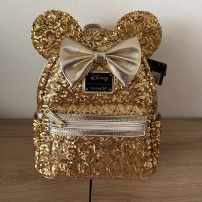 Loungefly X Disney Sequin Minnie Mini Backpack - Gold