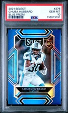 Chuba Hubbard 2021 Panini Select Football #276 Blue Prizm /99 Panthers RC PSA 10