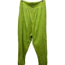 RAJ Women's Embroidered Harem Genie Pants Green Pink Sz Large NEW