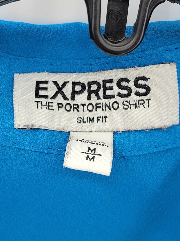 Camisa Express Portofino Mujer Mediana Azul Calce Ajustado Manga Larga Blusa Abotonada Foto 3 de 4