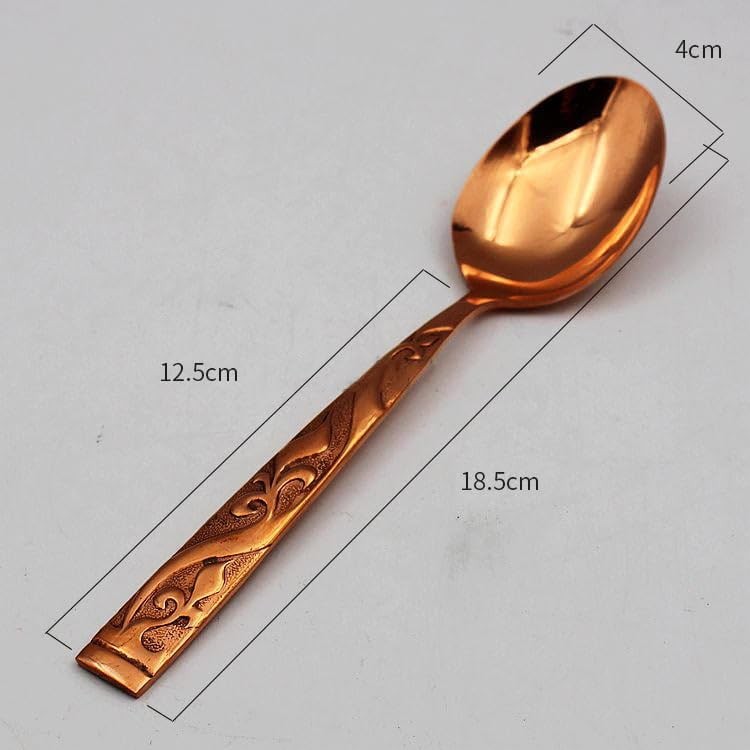 99.9% Pure Copper Spoon Wave Design, Set of 2，Soup Spoon, Dinner Spoon, Thick...