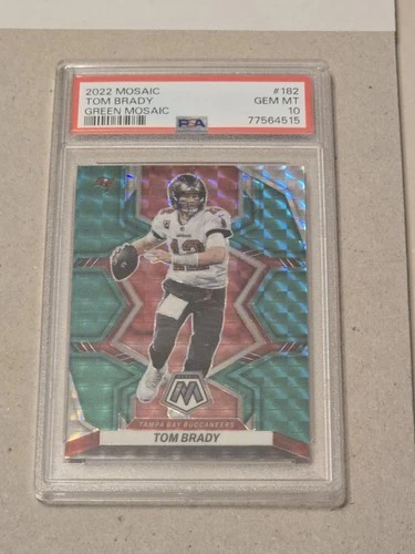 2022 Panini Mosaic Tom Brady #182 Green Prizm PSA 10 Gem Mint POP 72 Buccaneers
