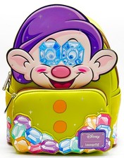 Mini Mochila Loungefly Dopey Diamante Piedras Preciosas Disney Blancanieves Bolso con Juegos con disfraces