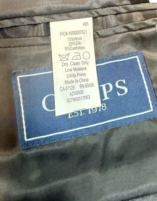 Chaps Mens SportCoat Blazer Size 48R Two Button Flannel Wool Silk Cashmere Black - Image 3 of 4