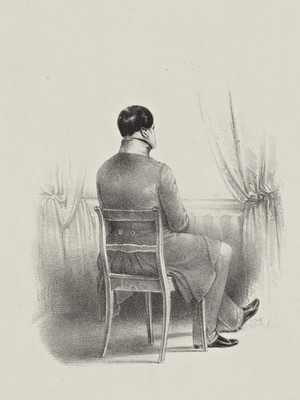 F. WITZLEBEN (*1802), Friedrich Wilhelm III. in Theater, Lith. Biedermeier