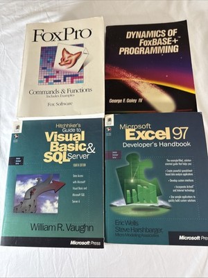 Vintage Microsoft FoxPro Excel SQL Book Lot 4x w/ 2x FACTORY SEALED CDs Retro