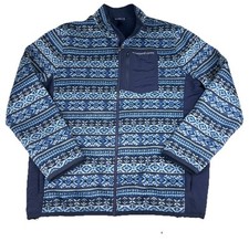 Vineyard Vines Full Zip Fleece Jacket Men  s Large Blue Whale Preppy Fair Isle