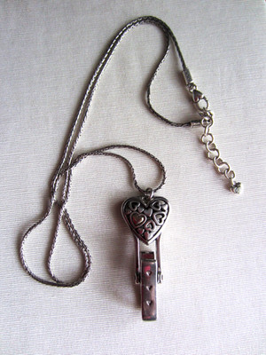 Brighton Floating Heart Reversible ID Holder Lanyard Badge Clip Necklace