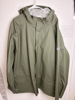 Helly Hansen Workwear Rain Jacket 5XL Olive Green Waterproof Hooded Rain Coat