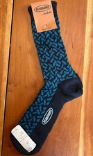 Missoni 100 Cotton Patterned Crew Socks Black  Royal Blue Sz 11 made In Italy