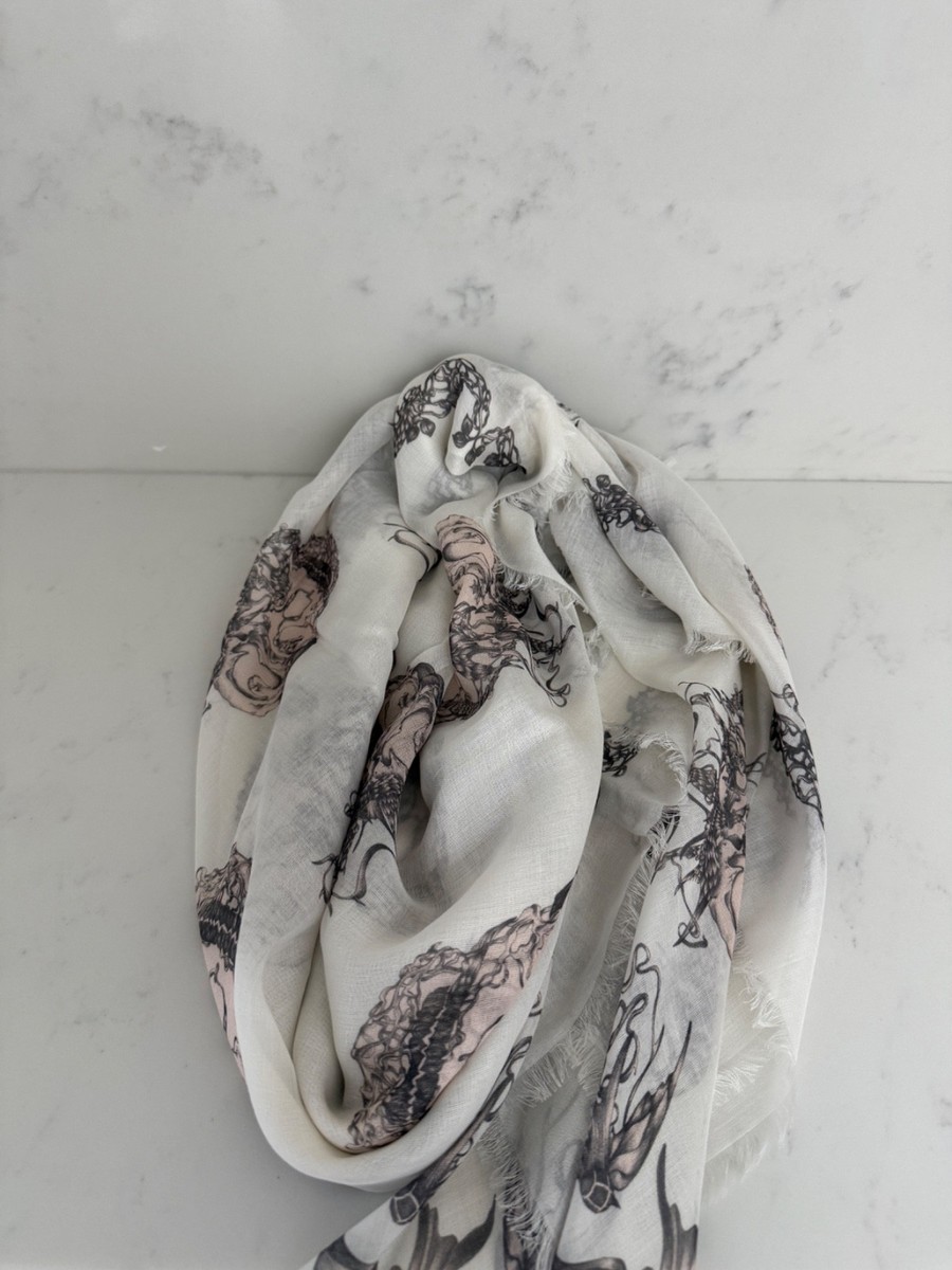 New Alexander McQueen Bird Skull Modal-Silk Scarf Shawl 140*140