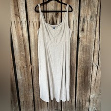 Old Navy Linen Blend Smocked Back Midi Apron Dress XL Cottagecore Prairie