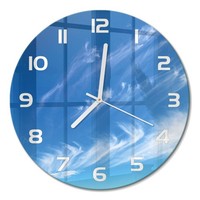 Glasuhr Runde Wanduhr Aus GehäRtetem Glas Blauer Himmel WeißE Zeiger Fi30 Cm